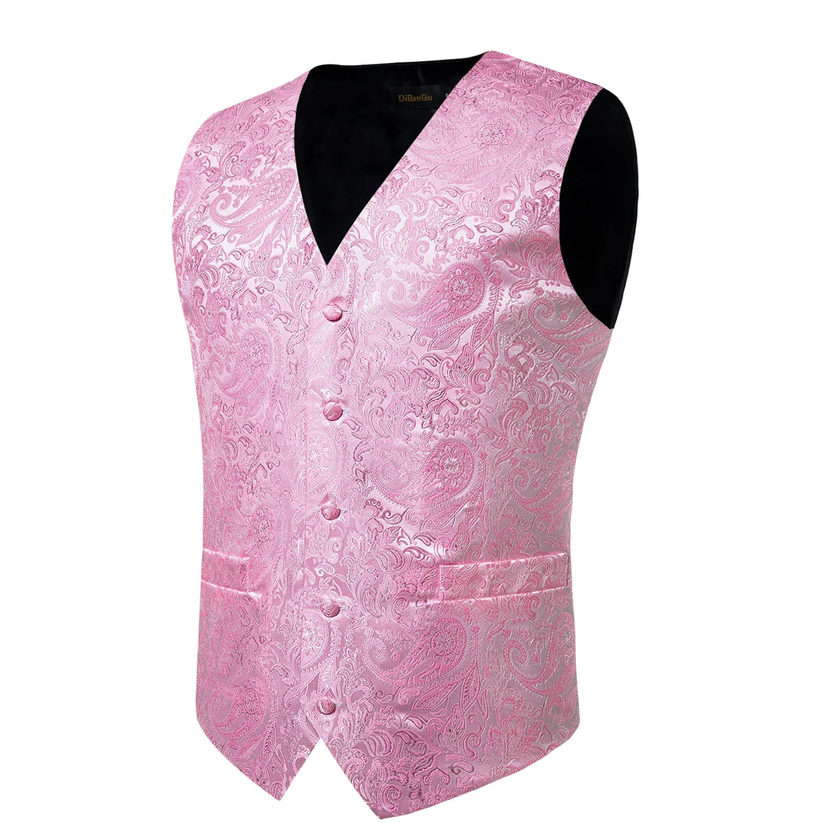 Men's Vest and Bow Tie Set – Pink Paisley Jacquard Waistcoat for Weddings and Formal Events