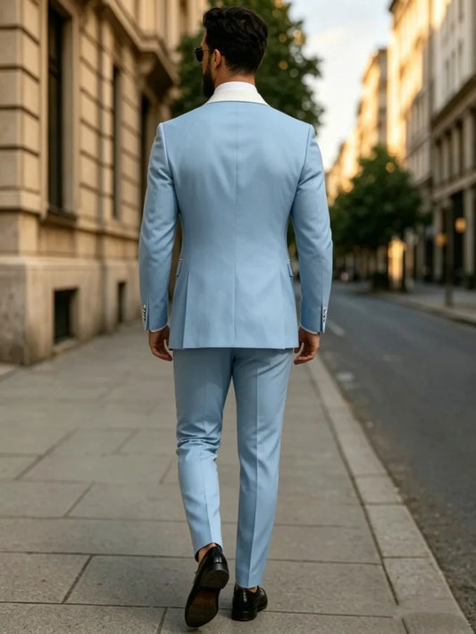 Double Breasted Men's Suits 2 Pieces Jacket Pants Business Outfit Elegant Peak Lapel Tuxedo XS-6XL Handsome Slim Fit Suit Set
