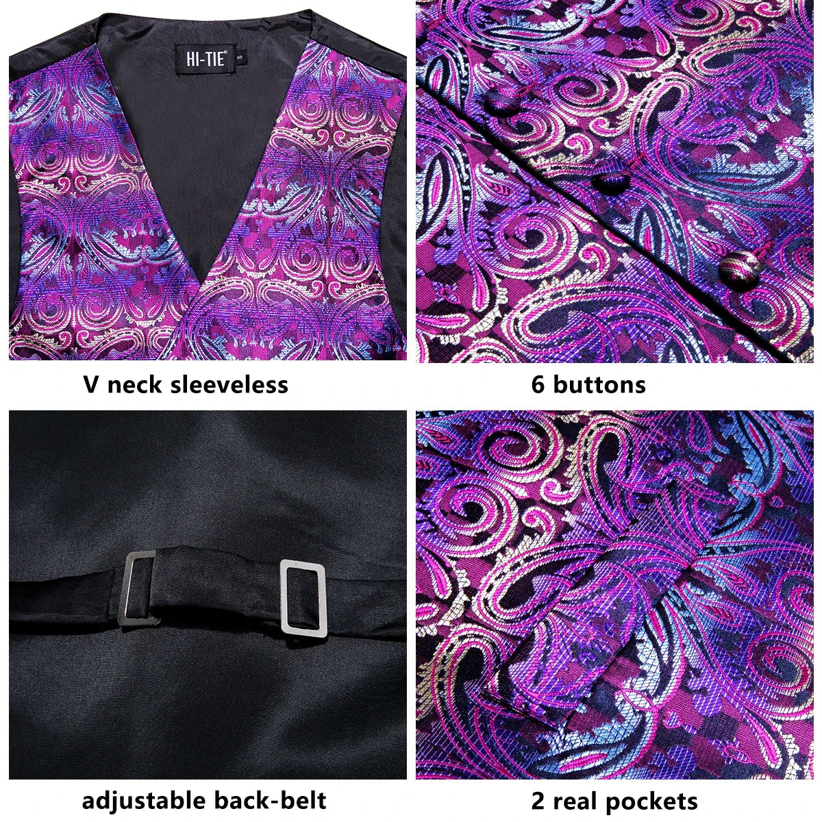 Men's Floral Paisley Vest and Tie Set – Formal Waistcoat with Necktie and Pocket Square for Weddings and Business Events