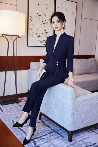 Long-Sleeved Suit for Women, Elegant Jacket and Trousers, Business and Work Uniform, Office Ladies, Special Fashion, 2025