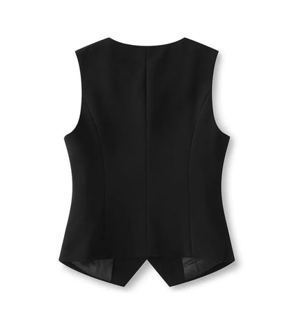 Women's Suits Vest 2026 New Spring Summer Temperament Slim Retro Thin Waistcoat Black Short Sleeveless Blazers Coat And Tops