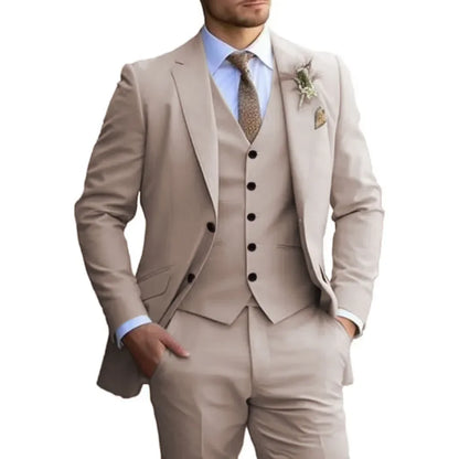 Customized Tuxedo Elegant Suit For Men 3 Piece Blazer Vest And Pant Set Notched Lapel High Quality Suit For Men Wedding suits