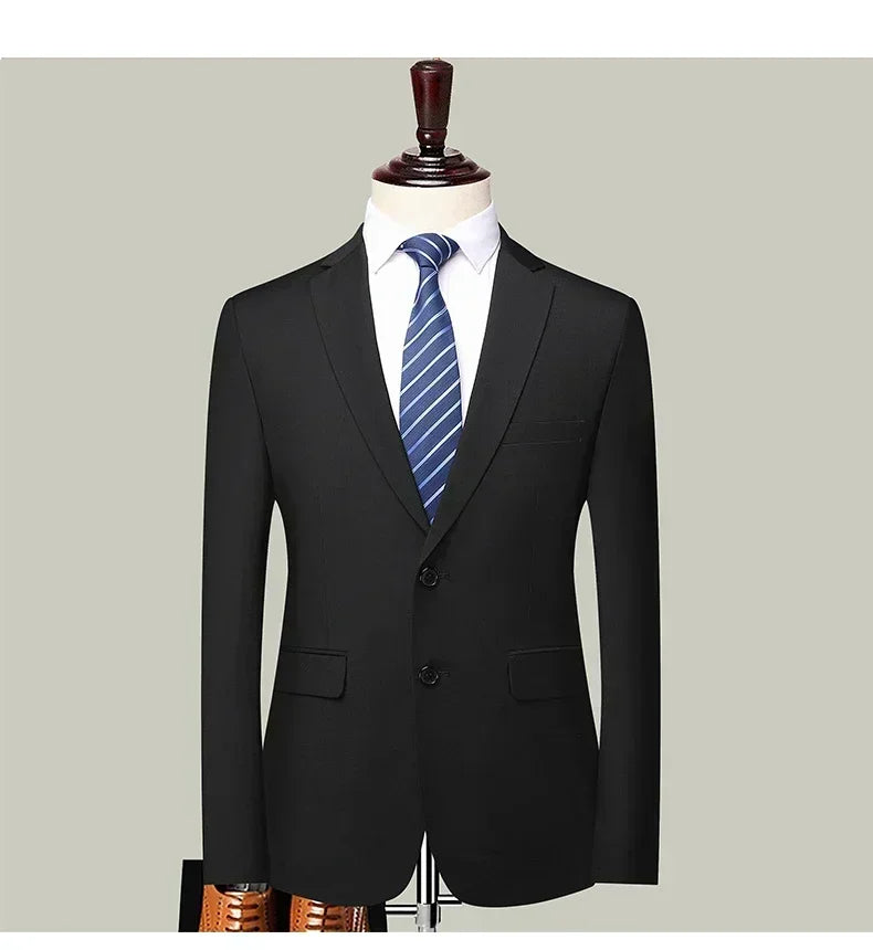 S-8XL Blazer New Men's Fashion Business Solid Color British Style Professional Work Groom Wedding Dress Best Man Blazer Jacket