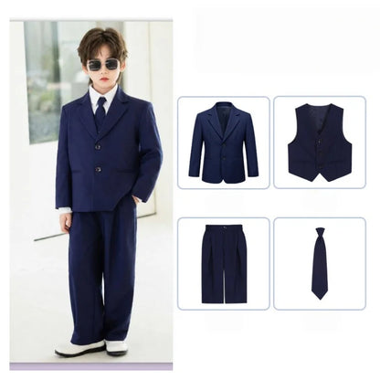 2026 New Flower Boys Wedding Dress Kids Birthday Party Outfit Children's Piano Host Speech Performance Costume
