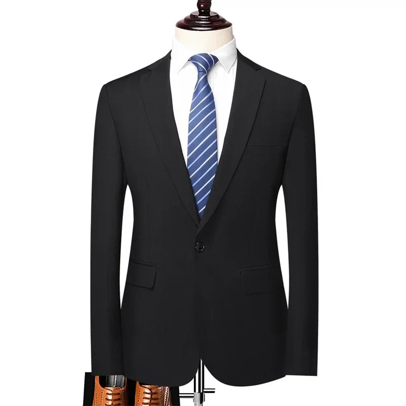 Blazer New Men's Fashion Business Solid Color British Style Professional Work Groom Wedding Dress Best Man Blazer Jacket