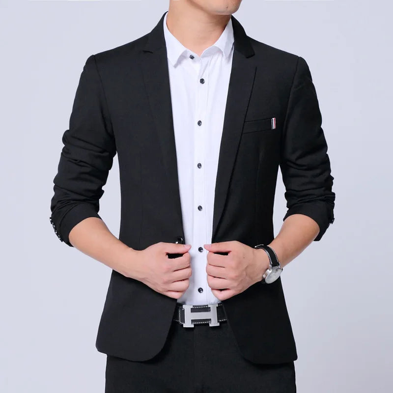 Blazer Men's Fashion Premium Business Outdoor Gentleman Self-cultivation English Style Solid Color Casual Hosts Weddings Blazer