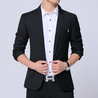 Blazer Men's Fashion Premium Business Outdoor Gentleman Self-cultivation English Style Solid Color Casual Hosts Weddings Blazer