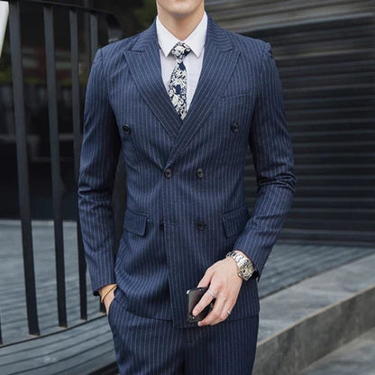 Men's Three-Piece Suit – Double Breasted Slim Fit Formal Suit for Men in Multiple Colors