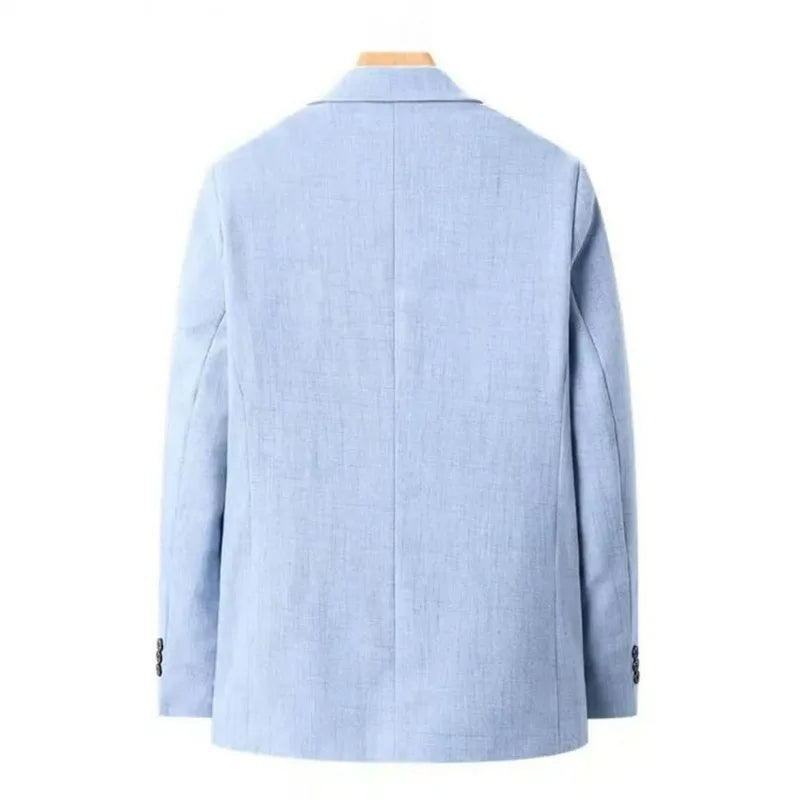 KIDWHXR Man Suit Coat Korean Solid Color Single-breasted Male Blazer Slim Long Sleeve Breathable Business Casual Men Outerwear