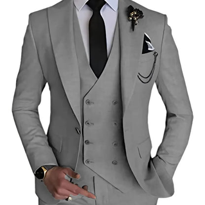3 Piece Men's Wedding Dress Suits Slim Fit Peak Lapel Blazer+Vest+Pants Groom Tuxedos for Party Formal Suit Elegant Men Clothes