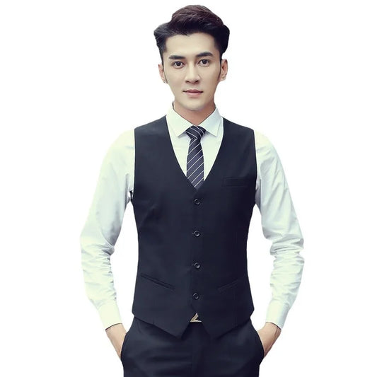 Men's Suit Vest Single Breasted Slim Fit Formal Waistcoat for Men Wedding Business
