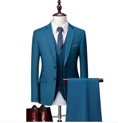 White Men Suits Slim Fit 3 Piece Double Breasted Suit Men Wedding Prom Party Business (Blazer+Vest+Pants) Wedding Suits for Men