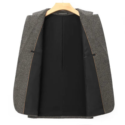Man Suit Coat Vintage Patchwork Single-breasted Men Blazer Slim Long Sleeve Pocket Male Business Casual Outerwear