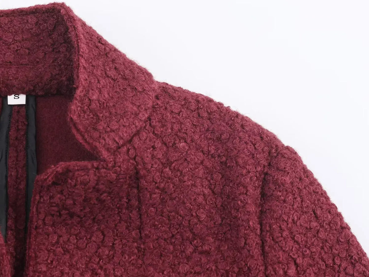 Women Christmas Red Winter Jacket Coat Vintage Teddy Coats Streetwear Long Sleeve Lamb Wool Jacket Outerwear 2000s Clothes 2025