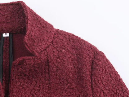 Women Christmas Red Winter Jacket Coat Vintage Teddy Coats Streetwear Long Sleeve Lamb Wool Jacket Outerwear 2000s Clothes 2025