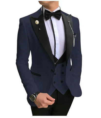 Navy Blue Fashion Design Costume Homme Party Mens Suits Wedding Suits For Men Terno Masculino Slim Fit Tuxedos Groomsman
