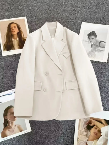 Women's Korean Fashion Long Sleeve Blazer Spring Autumn Casual Loose Office Coat Versatile Street Trend Blazer for Women