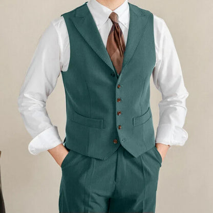 Men's Vest White Collar Vintage Lapel Single Button Waistcoat for Wedding & Formal Occasions