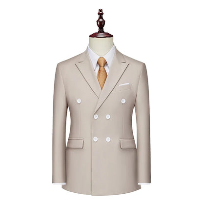 Male Blazer Men's Fashion Business Handsome British Style Casual Slim Solid Color Wedding Work Four Season Style Blazers M-6XL