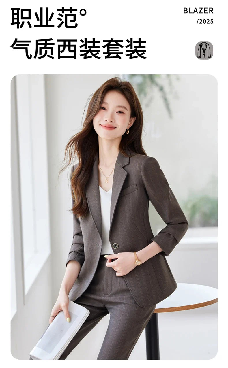 Fashion professional women's clothing, high-quality two-piece pants+jacket, exquisite elegant, new for autumn winter 2025