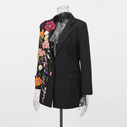 2026 Spring Autumn New Women Blazer High-End Embroidery Flower Beaded Studded Diamonds Luxury Elegant Chic Ins Coat HK17758