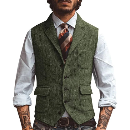 Men's Slim Fit Herringbone Vest for Wedding & Smart Casual Wear – Multiple Colors