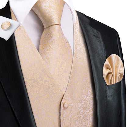 Men's Paisley Vest Set – Mint Green Formal Waistcoat with Tie, Pocket Square & Cufflinks for Weddings