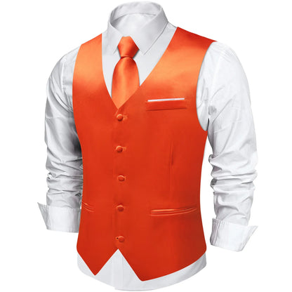 Men's Satin Suit Vest Set with Tie Handkerchief and Cufflinks for Wedding and Prom