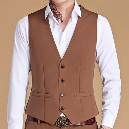 Men's Formal Vest Single Button Slim Fit Waistcoat for Business & Weddings