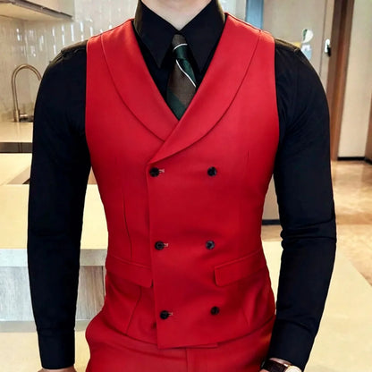 Men's Vest Double Breasted Lapel Waistcoat for Weddings and Formal Occasions