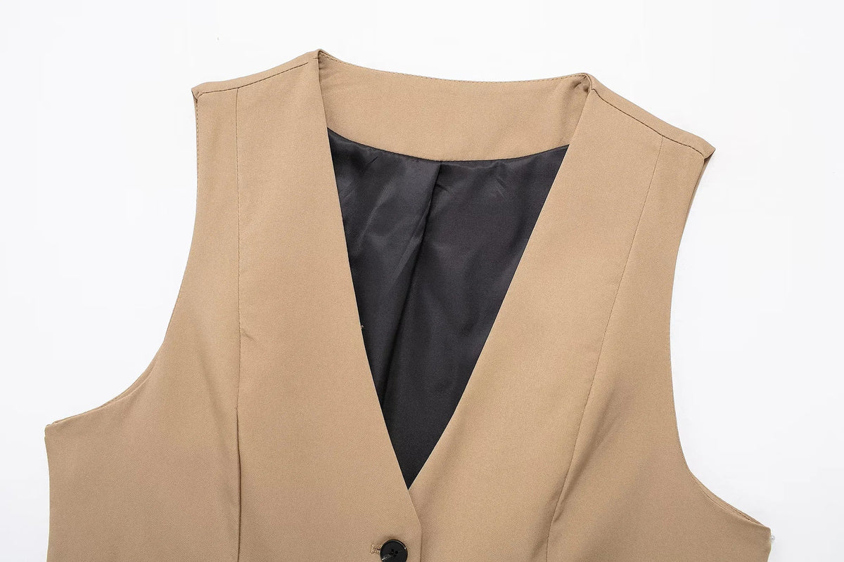 Cropped Formal Vests Woman Office Sleeveless Women's Suit Vest Summer Button Black White Short Vest Casual Working Vest