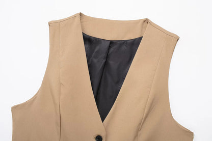 Cropped Formal Vests Woman Office Sleeveless Women's Suit Vest Summer Button Black White Short Vest Casual Working Vest
