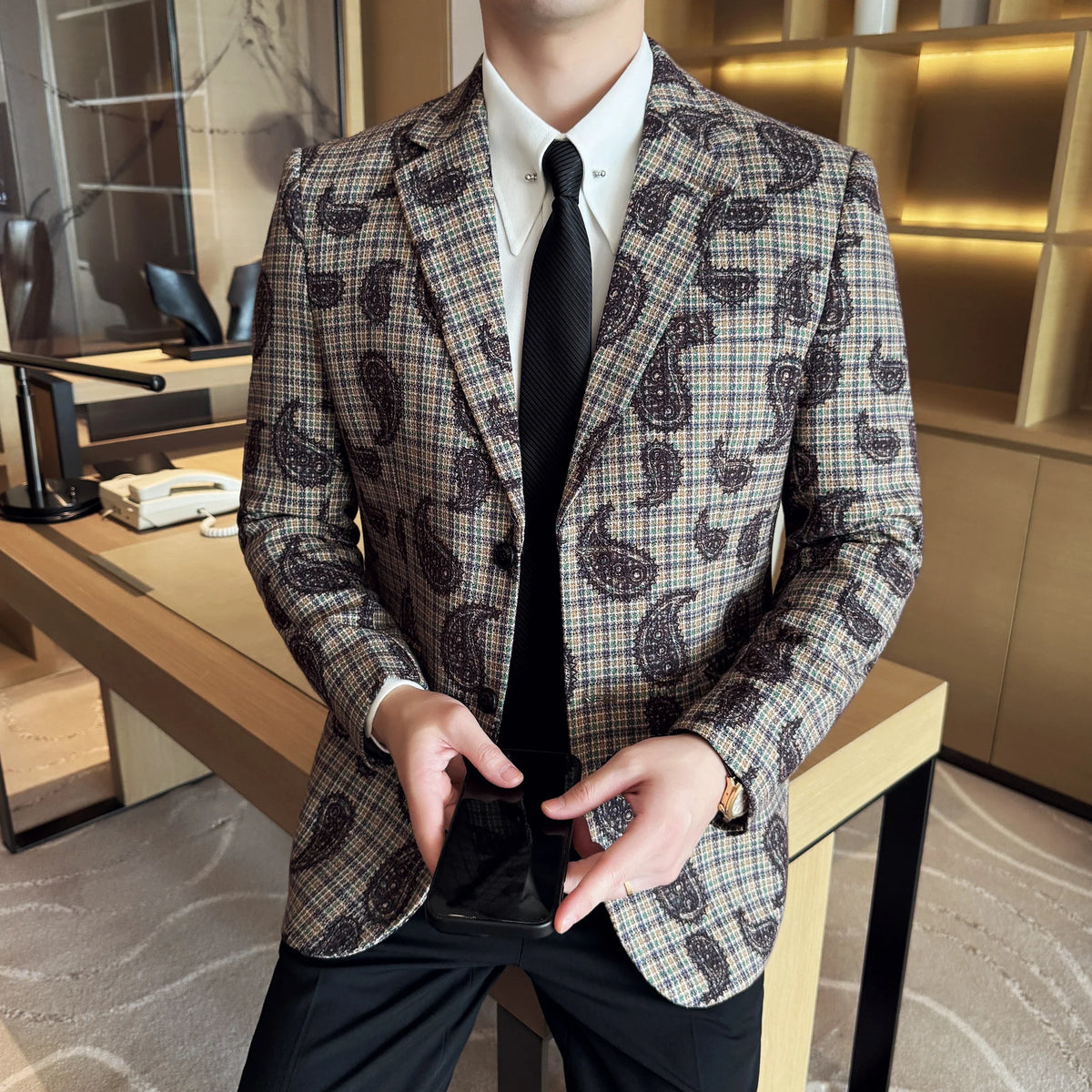 2025 Fashion Embroidery Jacquard Suit Jacket Korean Style Slim Fit Business Formal Social Prom Party Tuxedos Men Clothing 5XL-M
