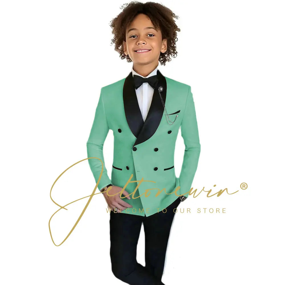 Boys Formal Suits Double Breasted Wedding Outfits Host Performance Costume for Children 2-16 Years Old Kids Birthday Blazer Set