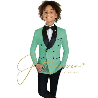 Boys Formal Suits Double Breasted Wedding Outfits Host Performance Costume for Children 2-16 Years Old Kids Birthday Blazer Set