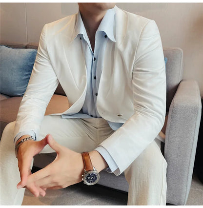Summer Linen Breathable Suit Jacket Daily Casual Thin Blazers Men's Business Formal Suit Jacket Wedding Groom Coats Men Clothing