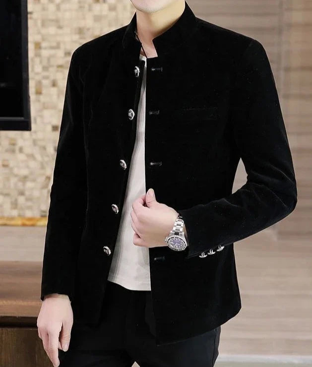 Slim Fit Velvet Man Suits and Blazers Single Models Clothing Korean Style Clothes Gentleman Elegant Jacket for Men New in Coats