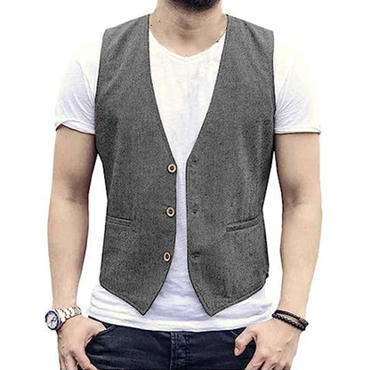 Men's Linen Vest – Slim Fit Smart Casual Waistcoat for All Seasons