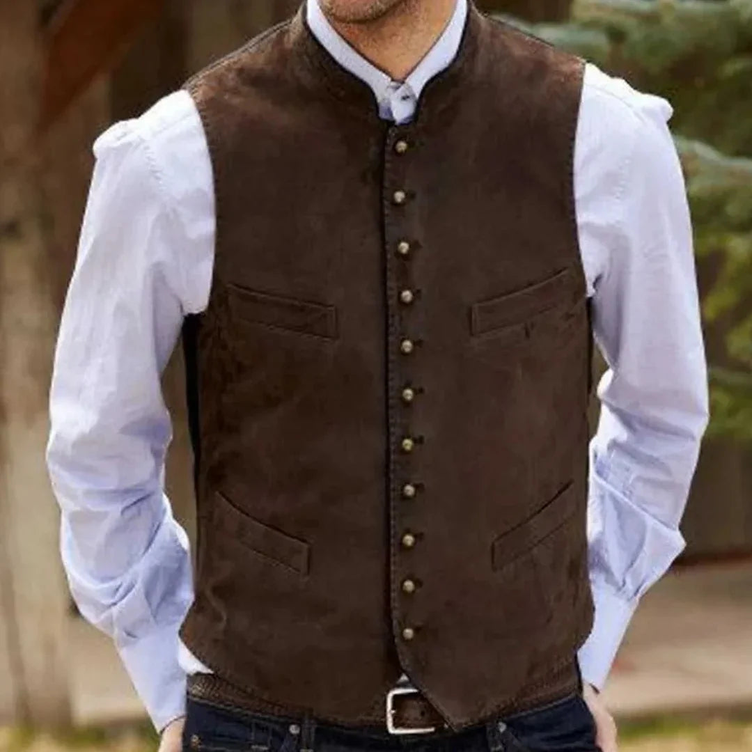Men's Formal Vest – Single Button Suede Flannel Waistcoat for Weddings & Events