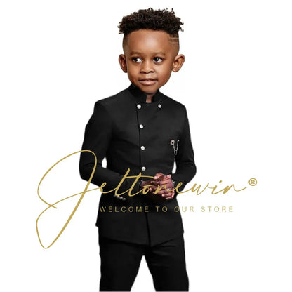 Royal Blue Boys Suit 2 Piece Wedding Tuxedos Double Breasted Jacket Pants Slim Fit Kids Formal Party Outfit Blazer Sets