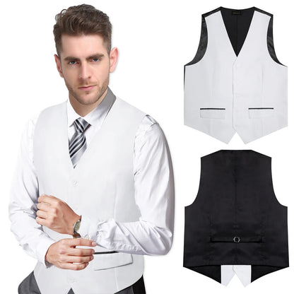 Men's Suit Vest – Solid Formal Waistcoat for Wedding, Party & Business Wear