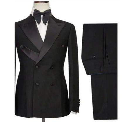 Pink Tailor-Made Double Breasted Men's Tuxedo 2PCS Set Blazer & Pants Groom Wedding Terno Masculino Prom Costume Homme Italien