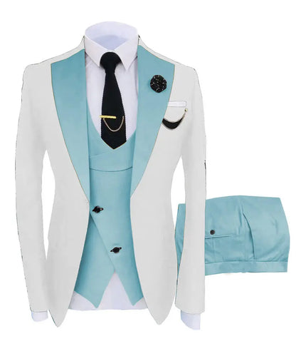 Men Coat Business Formal Slim Fit Suit Costumes Pour Homme Set Party Vest Pants Wedding 3pcs Blazer Verde Hombre Terno Masculino