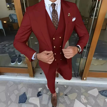 Men's 3-Piece Slim Fit Suit for Wedding, Prom & Business – Jacket, Vest & Pants