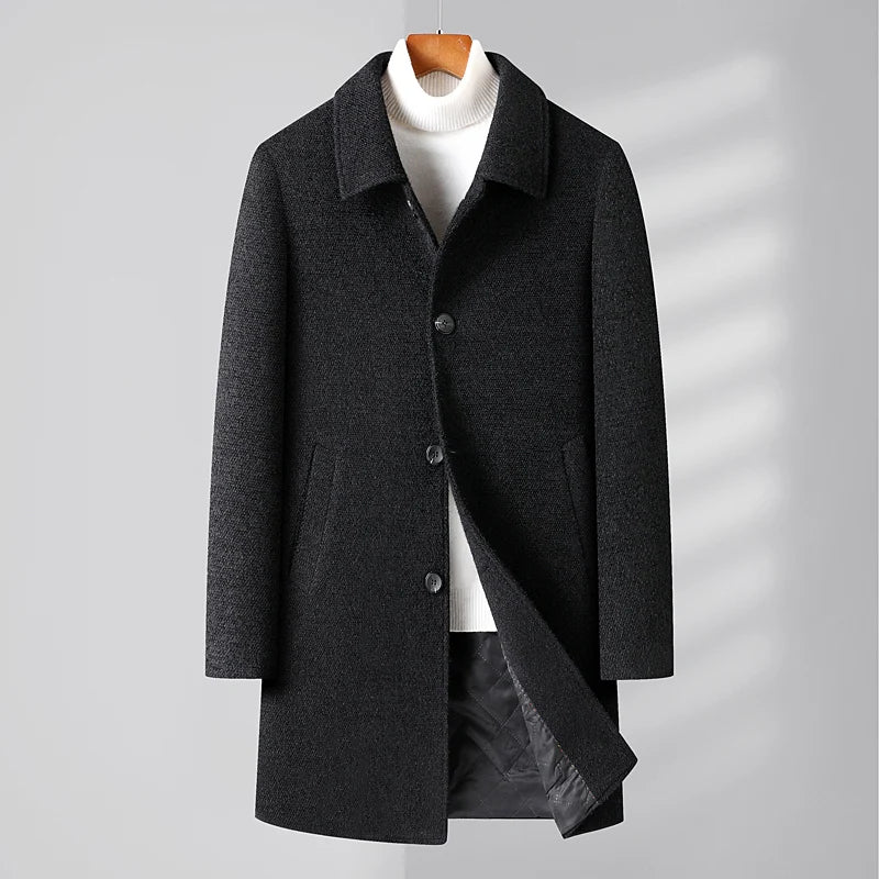 Mens Designer Knitted Wool Stretch Coat Casual Business Handsome Overcoat High Quality Fashion 2024