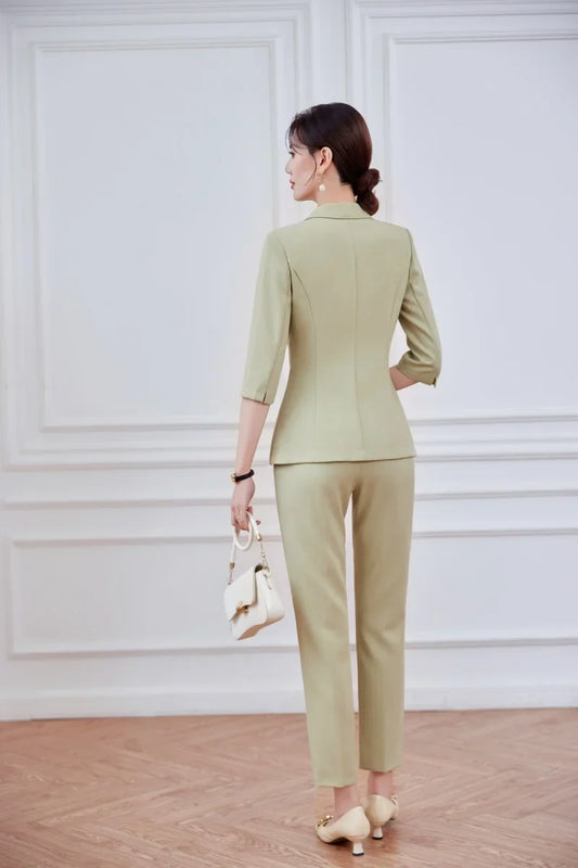 Fashionable Professional Women's Two-Piece Set Spring 2026 Soft Comfortable Elegant Blazer And Pants Ensemble