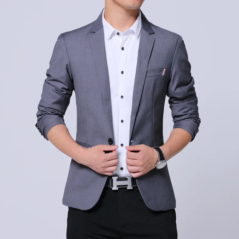 Blazer Men's Fashion Premium Business Outdoor Gentleman Self-cultivation English Style Solid Color Casual Hosts Weddings Blazer