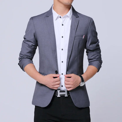 Blazer Men's Fashion Premium Business Outdoor Gentleman Self-cultivation English Style Solid Color Casual Hosts Weddings Blazer