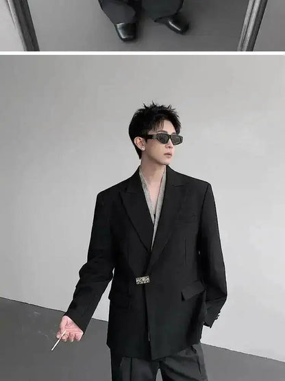 Metal Placket 2025 Buckle New Casual Blazer Fashion Jacket Men's Original Elegant Korean Handsome Jacket Original JY7386