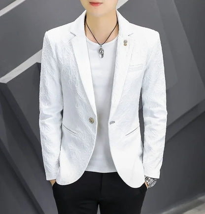 Men's Slim Fit Blazer – Single Button Casual Suit Jacket for Autumn & Winter